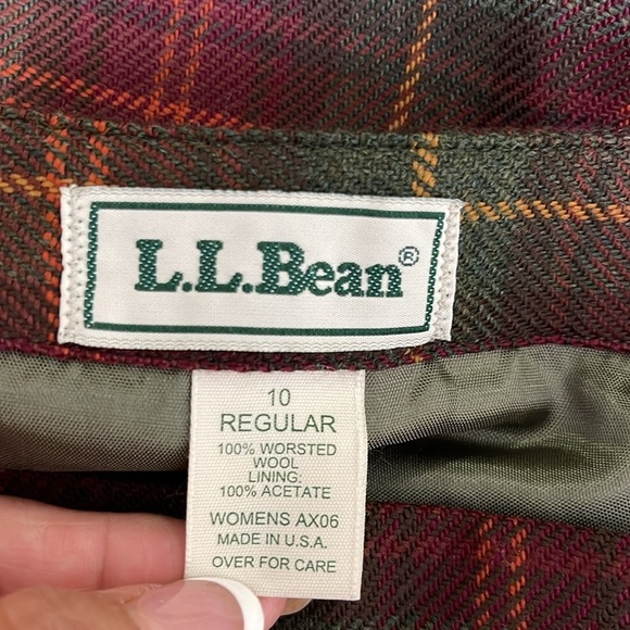 LL Bean Womens 100% Wool Plaid Wrap Skirt Size 10 Green/Red Heritage Plaid - Picture 10 of 11